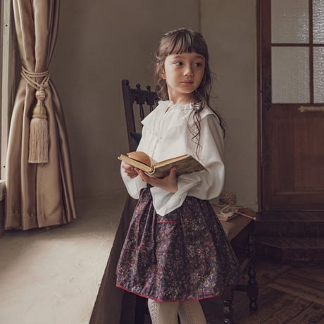 Piping gather skirt / Merry flower-brown