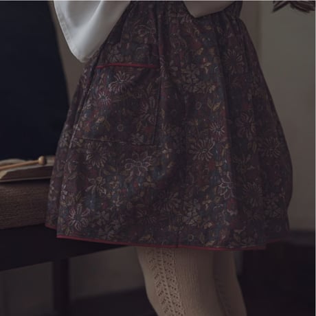 Piping gather skirt / Merry flower-brown