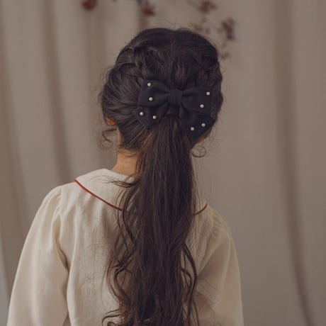 Hair ribbon pin-pearl / Black