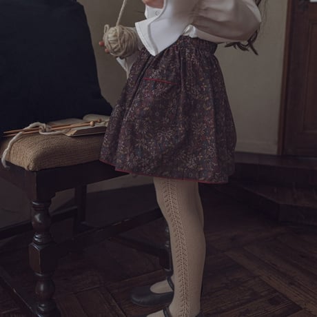 Piping gather skirt / Merry flower-brown
