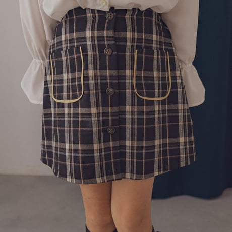 Classical button skirt / Midnight tartan