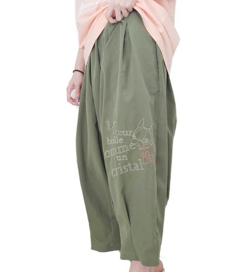 Hippie＆肉球 Embroidered Balloon Pants