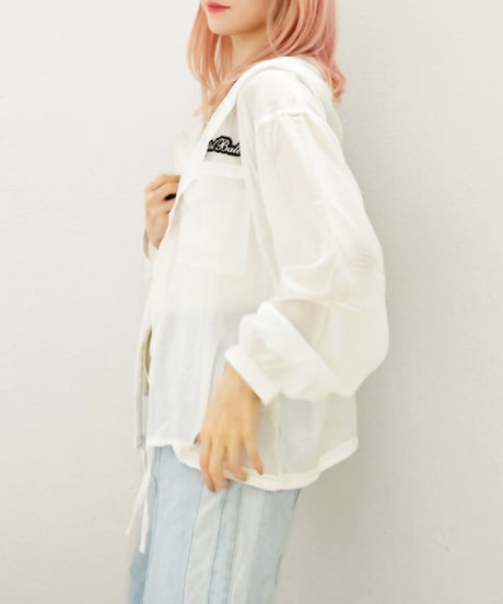 【限定再入荷】シアーストライプフーディーブラウス