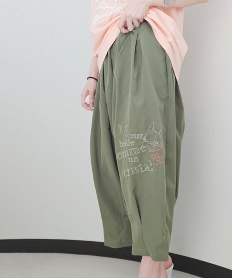 Hippie＆肉球 Embroidered Balloon Pants