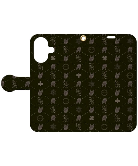 手帳型iPhoneケース/CRYSTALBALL monogram/ブラック