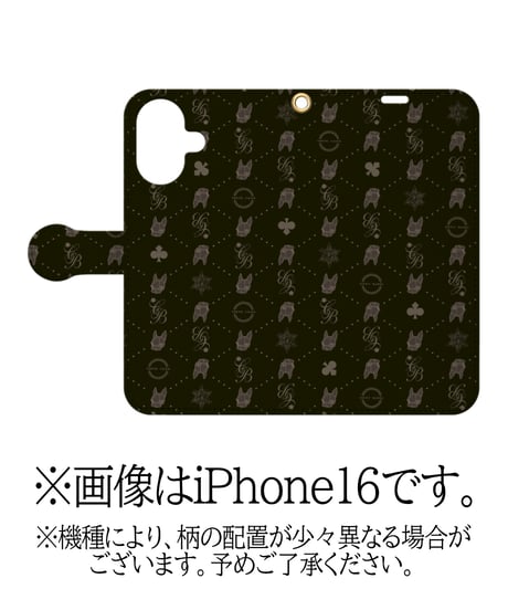 手帳型iPhoneケース/CRYSTALBALL monogram/ブラック
