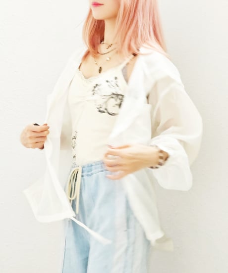 【限定再入荷】シアーストライプフーディーブラウス