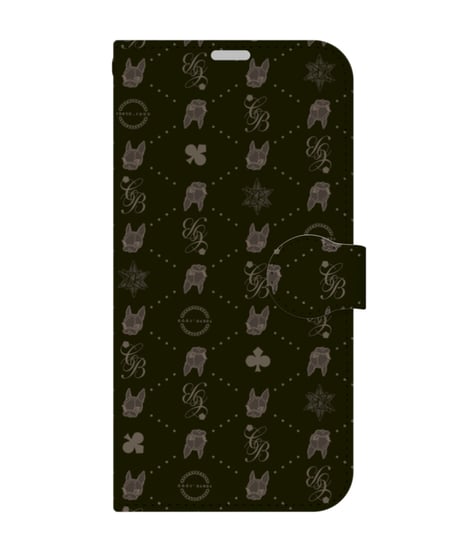 手帳型iPhoneケース/CRYSTALBALL monogram/ブラック