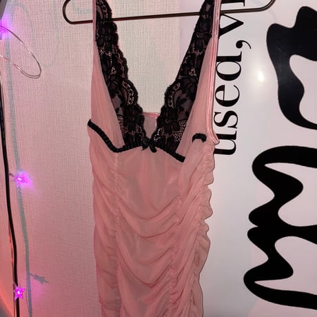 baby pink slip mini dress