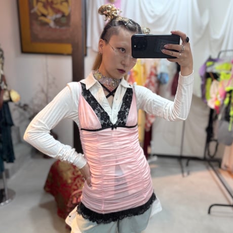 baby pink slip mini dress