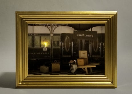 ガレット製作　Mini du L'Oro　シリーズ　ペーパー　ミニチュア　トロリー　サン・ラザール駅、オリエント急行と、灯り付