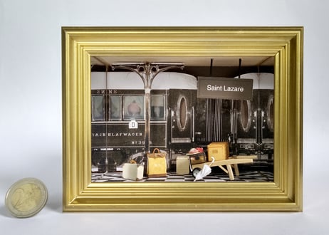 ガレット製作　Mini du L'Oro　シリーズ　ペーパー　ミニチュア　トロリー　サン・ラザール駅、オリエント急行と、灯り付