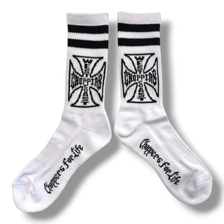 WCC CHOPPERS FOR LIFE - CREW SOCKS - WHITE/BLACK