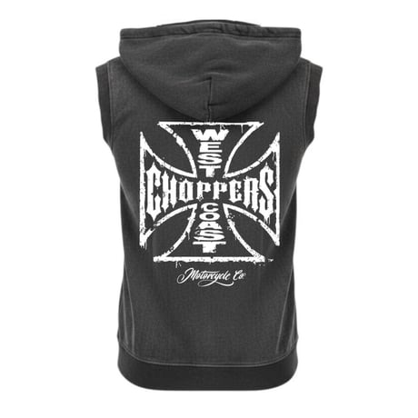 WCC WORN CROSS SLEEVELESS HOODY - VINTAGE BLACK