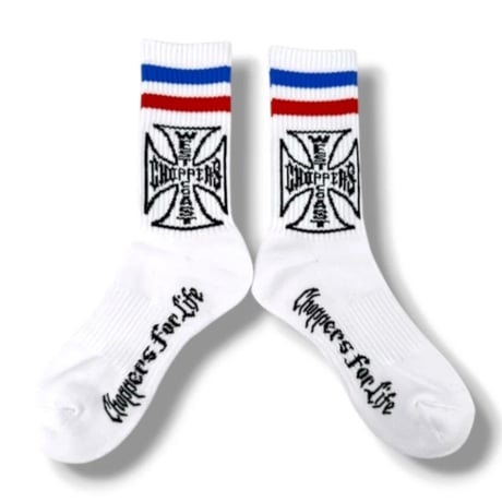 WCC CHOPPERS FOR LIFE - CREW SOCKS - RED/WHITE/BLUE