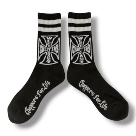 WCC CHOPPERS FOR LIFE - CREW SOCKS - BLACK/WHITE