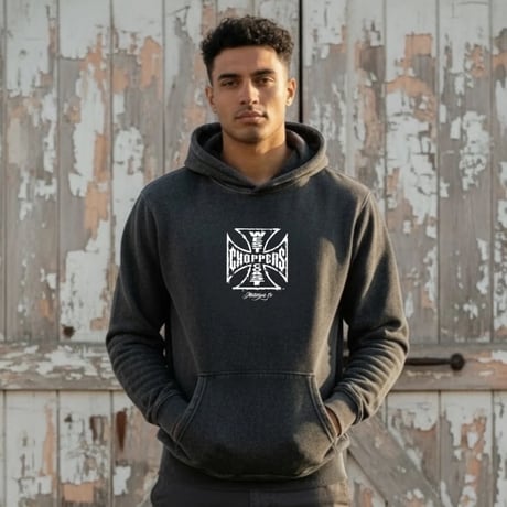 WCC WORN CROSS HOODY - VINTAGE BLACK