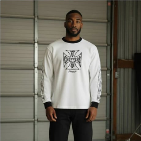 WCC WORN CROSS WAFFLE LONG SLEEVE - WHITE
