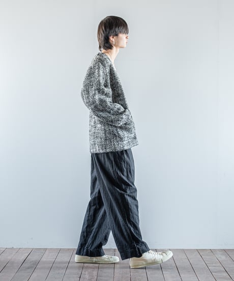 ATPOVA｜【 26WI33 】 縮絨ウールヘリンボーン ノーカラーJKT