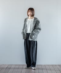 ATPOVA｜【 26WI33 】 縮絨ウールヘリンボーン ノーカラーJKT