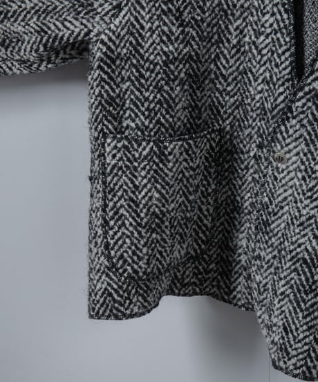 ATPOVA｜【 26WI33 】 縮絨ウールヘリンボーン ノーカラーJKT