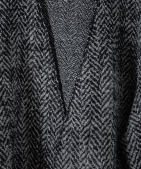 ATPOVA｜【 26WI33 】 縮絨ウールヘリンボーン ノーカラーJKT