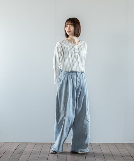 ATPOVA｜【 26WI49 】 12OZデニム 2タックPT (ダメージ加工)
