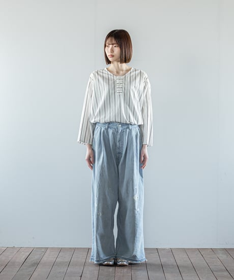ATPOVA｜【 26WI49 】 12OZデニム 2タックPT (ダメージ加工)