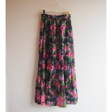 70s〜 floral flare maxi skirt