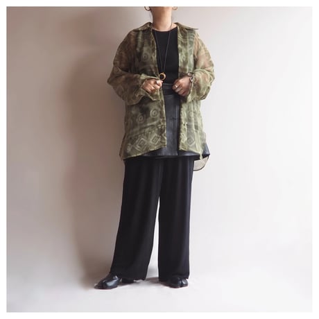 "Introupe" abstract sheer blouse