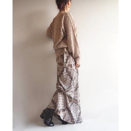 70s〜 "Adelaar" floral metallic maxi skirt