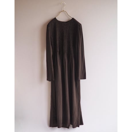 80〜90s "Karin stevens" shirring L/S maxi dress