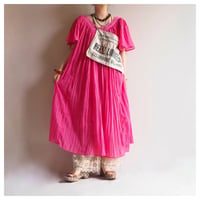 vintage pleated gather midi dress