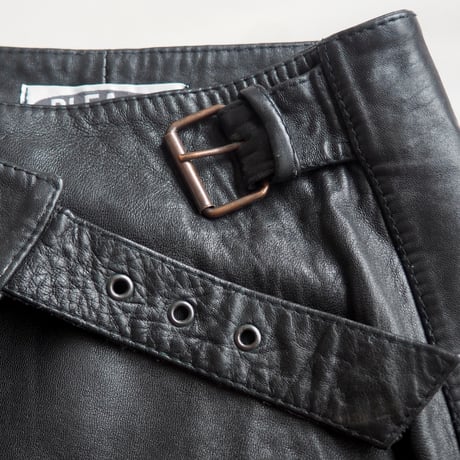 "PLEASE" leather wrap skirt
