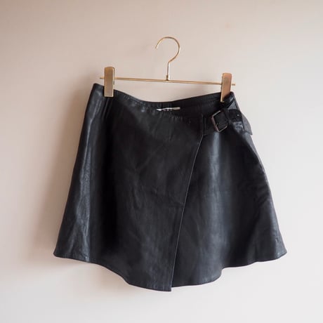 "PLEASE" leather wrap skirt