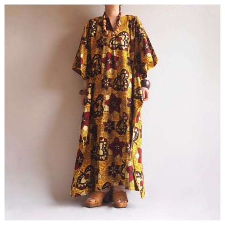 vintage african batik kaftan dress