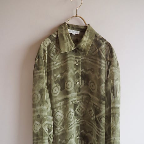 "Introupe" abstract sheer blouse