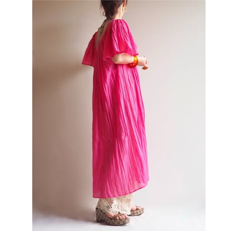 vintage pleated gather midi dress