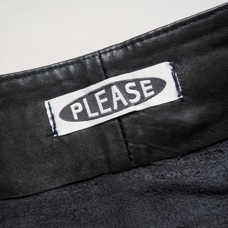 "PLEASE" leather wrap skirt