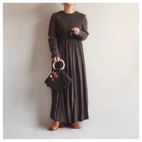 80〜90s "Karin stevens" shirring L/S maxi dress