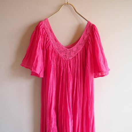 vintage pleated gather midi dress