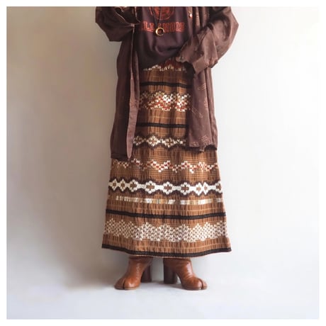 70s "Gregg Draddy" embroidered woven maxi skirt