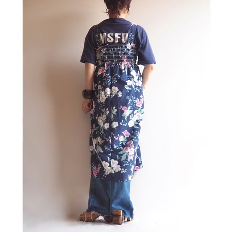 70〜80s floral strap midi dress