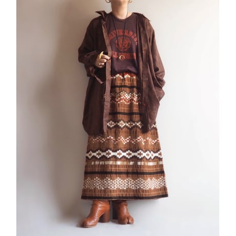 70s "Gregg Draddy" embroidered woven maxi skirt