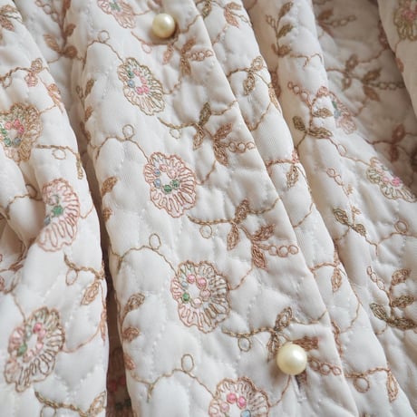 50〜60s "Lyn Delle" floral embroidered quilt coat