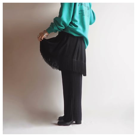 vintage fringe pleated mini skirt
