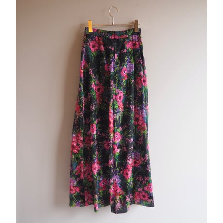 70s〜 floral flare maxi skirt