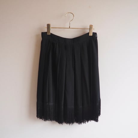 vintage fringe pleated mini skirt