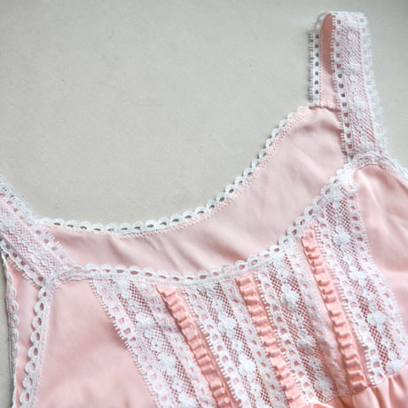70s〜 "KOMAR" nylon lace lingerie camisole