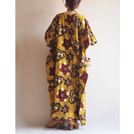 vintage african batik kaftan dress